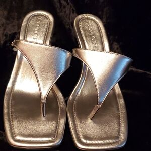 Coach Women's Metallic Silver Sandals